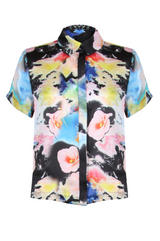 Floral Print Cropped Shirt 